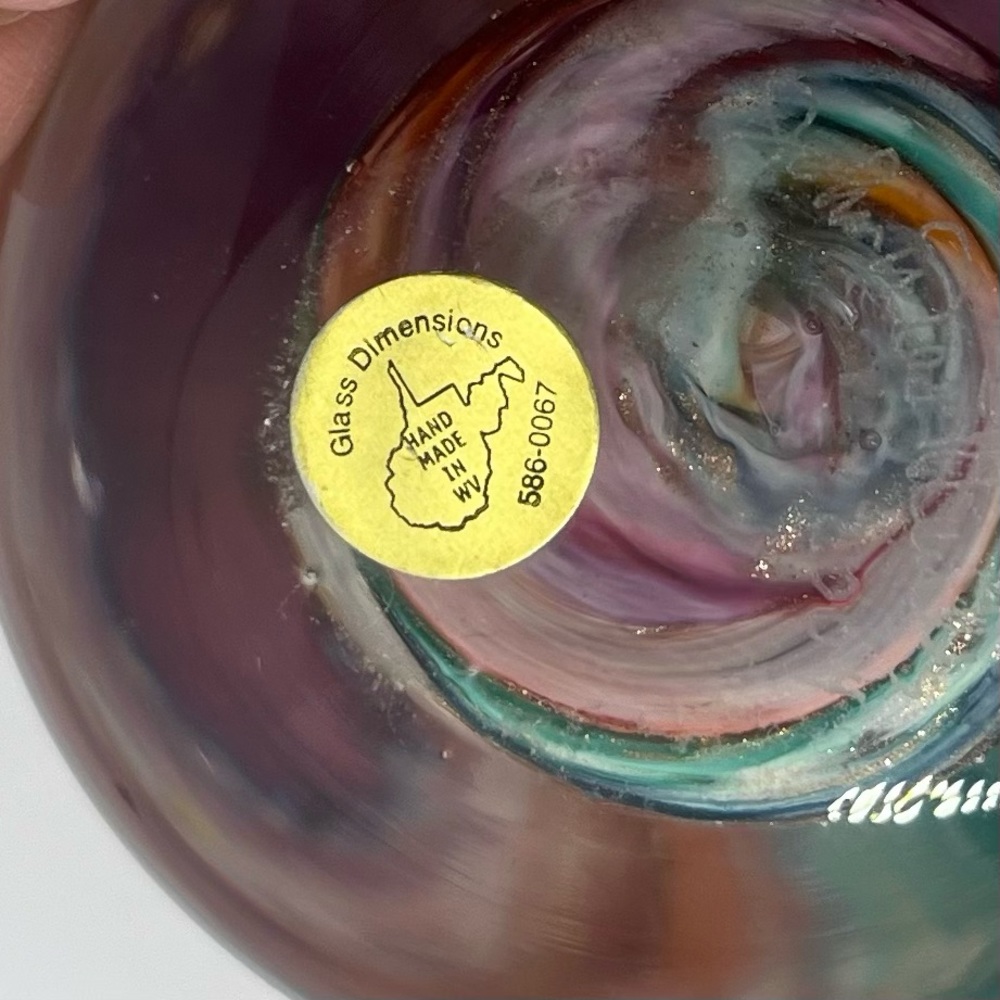 Handblown WV-Glass Dimensions teardrop rainbow swirl paperweight - Picture 9 of 9